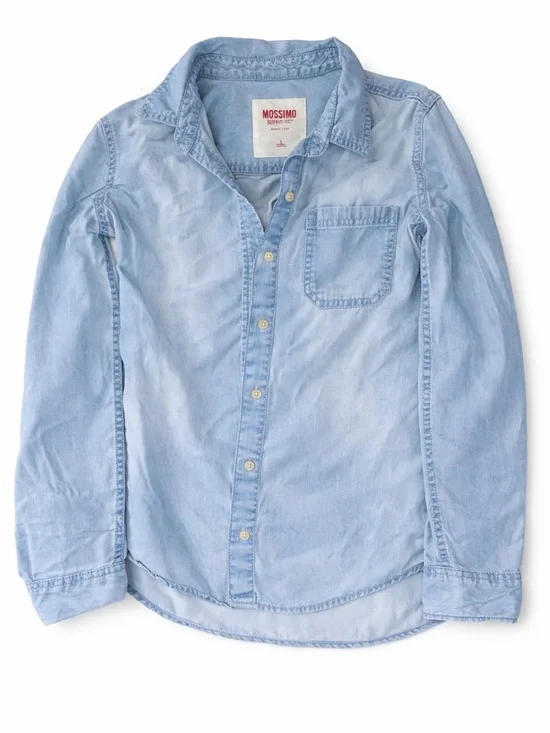 Mossimo Chambray Denim Button Up Shirt 💙 Casual Lightweight Top - Picture 4 of 4